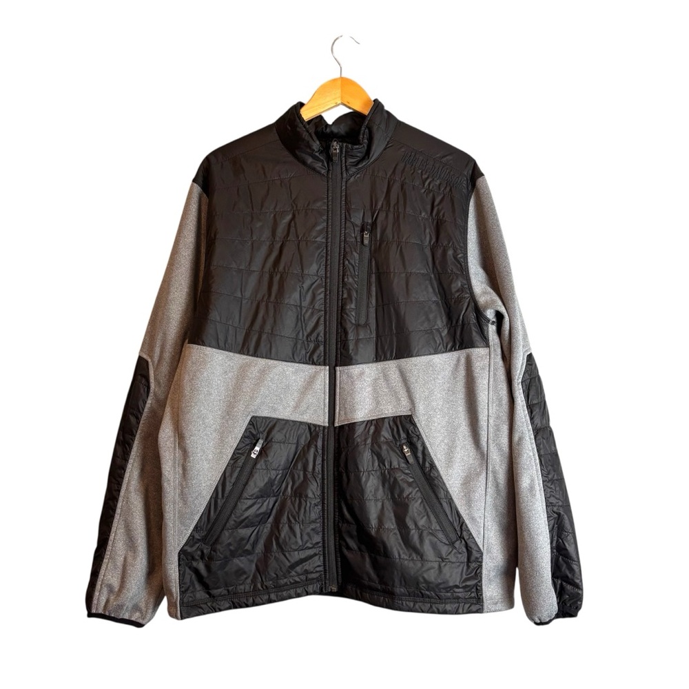 Harley-Davidson Men's Quilted Panel Bonded Fleece Jacket Gray Black XL